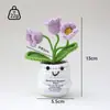 Vaso de Flores Crochê Rosa Mais Vendido da Amazon Planta em Vaso Miosótis Feito à Mão Lírio-do-Vale Vaso Branco Flor Artificial Novo Produto