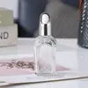 Frasco de Vidro Transparente para Óleo Essencial Vidro Quadrado 10-100ml Frasco com Conta-Gotas Frasco Cosmético Portátil Sub-Frasco Frasco de Amostra