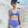 22 Novos Maiôs Estilo Coreano Cortados Calcinhas Femininas Bikini Roxo Decote em V Profundo Calças de Cintura Alta Esconde Barriga bikin Maiô
