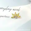 Pendientes de Titanio F-136 Aleación de Titanio Circonia Flor de Loto G23 Titanio Rosca Interna Circonia Labret Piercing Joyería Cabeza