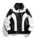 Chaqueta de Cuero para Pareja Estilo Coreano para Hombre Chaqueta Juvenil Holgada Tendencia Empalme Color Contrastante para Mujer Retro Atractivo Solapa Motocicleta