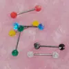 Resina de Colores Imitación Ópalo Degradado Uña de Lengua Acero Inoxidable Nicho Joyería para Lengua Anillo para Lengua Joyería para Piercing Corporal Venta al por Mayor