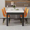 Juego de mesa de comedor y sillas de pizarra estilo nórdico, diseño simple, forma rectangular, estructura de hierro con acabado de madera sintética, apto para uso doméstico, ideal para apartamentos pequeños