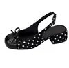 Novedad Primavera y Verano 2026 Estilo Francés Lunares Lazo Suela Suave Aumento Interno de Altura Zapatos de Salón Sandalias de Deslizamiento Poco Profundas para Mujer
