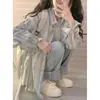 Chaqueta de camisa casual a rayas estilo francés para mujer, nuevo modelo principios de otoño 2026, top de manga larga de verano con protección solar