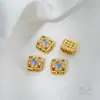 Color Dorado Mate Conservador de Color Perla Incrustada Antigua Ojo de Gato Ópalo Lunar Flor Geométrica Forma de Trébol de Cuatro Hojas Cuentas Espaciadoras Accesorios para Manualidades
