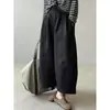 Pantalones casuales de mujer color caqui, de corte holgado, cropped, estilo globo, pantalones de pierna ancha estilo workwear, estilo coreano, con una sensación relajada y casual
