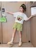 Traje de verano para niñas 2025 Nuevo Elegante Moderno para Niños Grandes Holgado Adelgazante para Niñas Casual Manga Corta Ropa para Niños