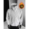 Sudadera de Nuevo Estilo Estilo Hong Kong Holgada Sencilla con Capucha Cardigan para Hombres y Mujeres Otoño e Invierno Moderna Casual Versátil Chaqueta Gris