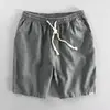 Nuevos Pantalones Cortos Finos de Verano para Hombre Estilo Coreano Sueltos Caqui Casual Transpirables Deportivos Algodón y Lino Rectos de Cinco Cuartos