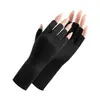 Guantes de seda de hielo para protección solar de cinco dedos, de longitud media, específicos para manicura de mujer, protección solar, sin dedos, delgados, de medio dedo, guantes de longitud extendida