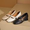 Sapatos Elegantes de Salto Baixo Estilo Francês para Mulheres, Sapatos Mary Jane Rasos de Salto Baixo Outono 2025, Adequados para Combinar com Vestidos, Sapatos de Festa