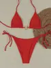 A12 Transfronterizo Nuevo Traje de Baño Bikini de Puro Deseo para Mujer Bikini de Tres Puntos Europeo y Americano Traje de Baño de Color Sólido Venta Rápida en Amazon