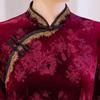 Cheongsam con forro polar de terciopelo dorado para otoño e invierno, traje Hanfu corto diario retro para madres de mediana edad modificado