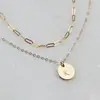 Collar de Disco con Letras Doradas Transfronterizo Europeo y Americano Nuevo Producto Estilo Bohemio Collar de Doble Capa para el Uso Diario de Mujeres