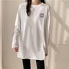 3098 # Camiseta de Manga Longa para Mulheres Algodão Puro (Tiro real) (100% algodão)