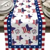 Nuevo camino de mesa de lino transfronterizo con estampado del Día de la Independencia para el hogar, comedor, sala de estar, mesa de comedor, decoración interior y exterior