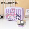 Estuche de Maquillaje de Dibujos Animados de Moda Kuromi con Espejo, Organizador Infantil y Caja de Cuero para Guardar Tarjetas