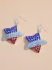 Pendientes de Corazón Estilo Europeo y Americano con Pedrería de Bandera Americana para Mujer, Pendientes de Moda Retro Exagerados con Pedrería Completa para el Día de la Independencia