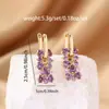 Pendientes de Moda Versátiles con Zirconia Púrpura Popular Transfronterizos Europeos y Americanos, Temperamento Elegante, Joyería Fina de Diamantes para Mujer, Venta Directa del Fabricante
