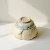 Dinastía Tang y Song Glaseado de Caramelo Pintado a Mano Bambú Estilo Antiguo Taza Maestra Juego de Té Kung Fu Taza de Té para el Hogar Color Azul y Blanco Bajo Esmalte Taza de Degustación de Té
