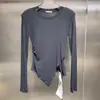 Camiseta Básica de Manga Longa Assimétrica Design de Moda Novo Primavera e Verão 24 Niche Trbottomyy
