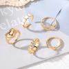 Anillo de Dedo de Aceite de Gota de Amor Nuevo Transfronterizo Juego de 5 Piezas Combinación Nicho Personalidad Geométrico Metal Oro Anillo para Mujer