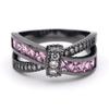 Jieling Nuevo Producto Transfronterizo Más Vendido Moda Negro Oro Conjunto Cruzado Anillo de Diamante Ópalo Circonita Anillo Geométrico Versátil