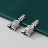 Colgante de Plata de Ley S925 Estilo Chino Doble Cara con Tres Cascabeles Transparentes Forma de Campana Accesorio para Joyería DIY Decoración de Llavero