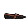Estilo Celebridade da Internet Romântico Crochê Vazado Patchwork Versátil Tira Rasa Mary Jane Feminino Verão Sapatos Baixos Estilo Chanel