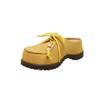 Modelo Outono 2026, Aumento de Altura 5,5cm, Renda com Contas Fofa no Dedo Grande, Cadarço, Camurça de Vaca, Canguru, Meia-chinelo Estilo Birkenstock, Chinelos Femininos