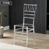 Silla de Cristal Transparente Acrílica, Silla Napoleon con Respaldo de Bambú para Banquetes de Hotel, Salones de Bodas y Eventos al Aire Libre
