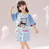 Pijama de Niña Estilo Verano Algodón Puro 2025 Nuevo Manga Corta Estilo Delgado Nezha Niñas Ropa de Casa para Niños Grandes Venta al por Mayor