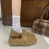 Mocasines retro de punta redonda para mujer, para otoño, que aumentan la altura, sin cordones, con hebilla, color camel