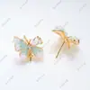 Anillo de Perla, Aretes, Colgante Juego de Tres Piezas con Diseño de Cristal de Goteo de Aceite de Mariposa Vacía, Lujo Ligero DIY de Gama Alta