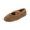 Zapatos de Piel de Oveja Estilo Francés Mary Jane Peludos de un Solo Zapato Modelos Nuevos Primavera, Otoño e Invierno 2026 con Forro Polar Adicional, Zapatos de Ballet con Cordones