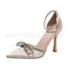 Nuevo europeo y americano en stock moda punta de lazo comercio exterior talla grande zapatos de tacón alto para mujer hebilla zapatos de moda para mujer