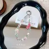 Corrente de Celular com Contas de Tulipa Acessórios Lanyard de Cristal Exquisito para Celular Lanyard para Chave do Carro Pequenos Presentes Atacado