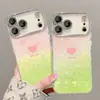 Funda Rosa Guayaba en Forma de Corazón Adecuada para Funda de Teléfono Apple 17 Pro Max iPhone 15 Verano Degradado 16 con Pulsera 14
