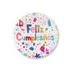 Nueva insignia de hojalata con texto "Feliz cumpleaños" en español, decoración para fiesta de cumpleaños, insignia infantil para baby shower de un año.