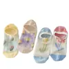 Calcetines Mujer Verano Delgados Calados de Malla Invisibles Estilo Japonés Lindos Flor Tridimensional Tulipán Calcetines Bajos de Red