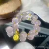 Pulseira Natural de Cristal Rosa de Moçambique e Amarelo Deus da Riqueza Design de Nicho de Luxo Leve Estilo Chinês para Mulheres