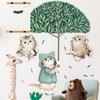Lindo Adhesivo de Pared de Gato de Dibujos Animados Árbol de Hojas Efecto Visual Estéreo Dormitorio Cabecera Dormitorio Cálido Pared Rota Adhesivo de Pared de Gato