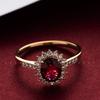 Anillo de Rubí para Mujer Transmitido en Vivo Transfronterizo Chapado en Oro de 18 Quilates, Lujo Accesible y Anillo Versátil de Gama Alta con Incrustaciones de Diamantes Rojo Palomar