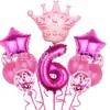 Set de Globos Digitales de Corona Transfronterizos en Varias Formas para Decoración Temática de Fiesta de Primer Cumpleaños Infantil Globos de Papel de Aluminio