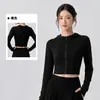 Chaqueta deportiva corta para mujer, corte ajustado, top de fitness adelgazante, prenda exterior con capucha y cremallera, ropa de manga larga para Pilates y yoga