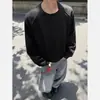 Sudadera texturizada de cuello redondo para hombre y mujer, corte holgado, peso pesado, patchwork estilo americano, color liso moderno, nueva prenda de manga larga para otoño e invierno
