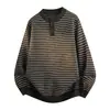 Transfronterizo 2026 Invierno Nuevo Talla Grande Moda Rayas Cuello Redondo Casual Tejido Grueso Suéter Top para Hombre Tendencia