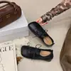 Zapatos planos de estilo retro con cordones y puntera cuadrada estilo británico, nuevos zapatos planos estilo coreano 2026, zapatos casuales de tacón bajo para mujer para ir al trabajo
