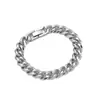 Pulseira Cubana Tendência em Aço Inoxidável para Homens, Pulseira de Joia Simples em Aço Titânio Polido Seis Lados Prata